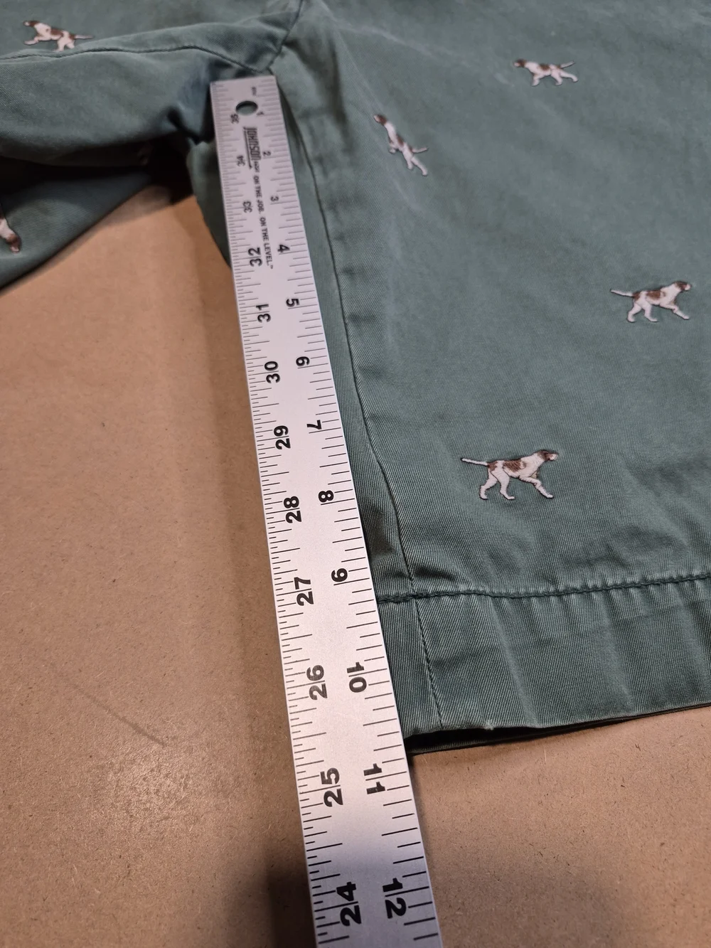 Polo by Ralph Lauren Green Chino Shorts with Embroidered Dogs